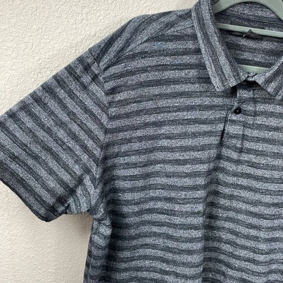Nordstrom Mens Shop Gray Stripe Slub Polo Shirt Short Sleeve Sz XL - Picture 6 of 14